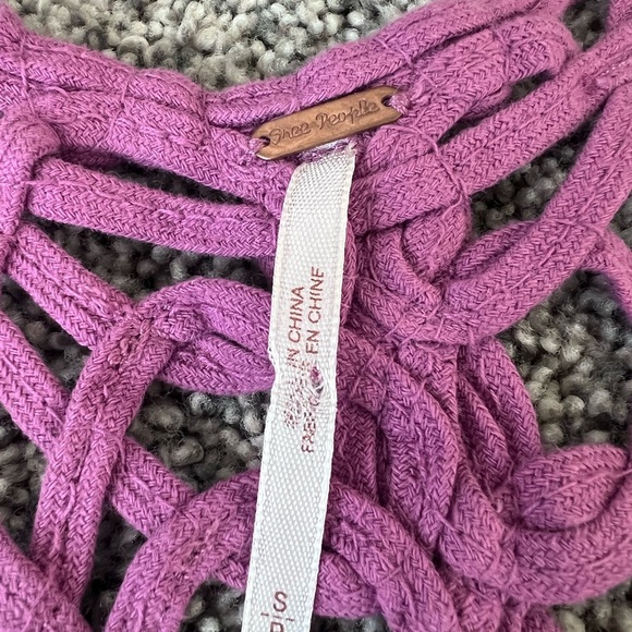 Free People Cast Your Net Washed Purple Sleeveless Back Net Boho Dress Size PS - Picture 6 of 11